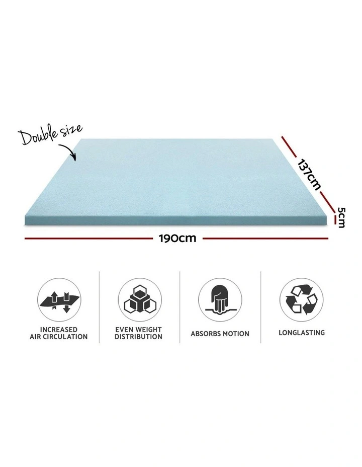 Giselle Bedding COOL GEL Memory Foam Mattress Topper BAMBOO Cover Double 5CM Mat - Image 2