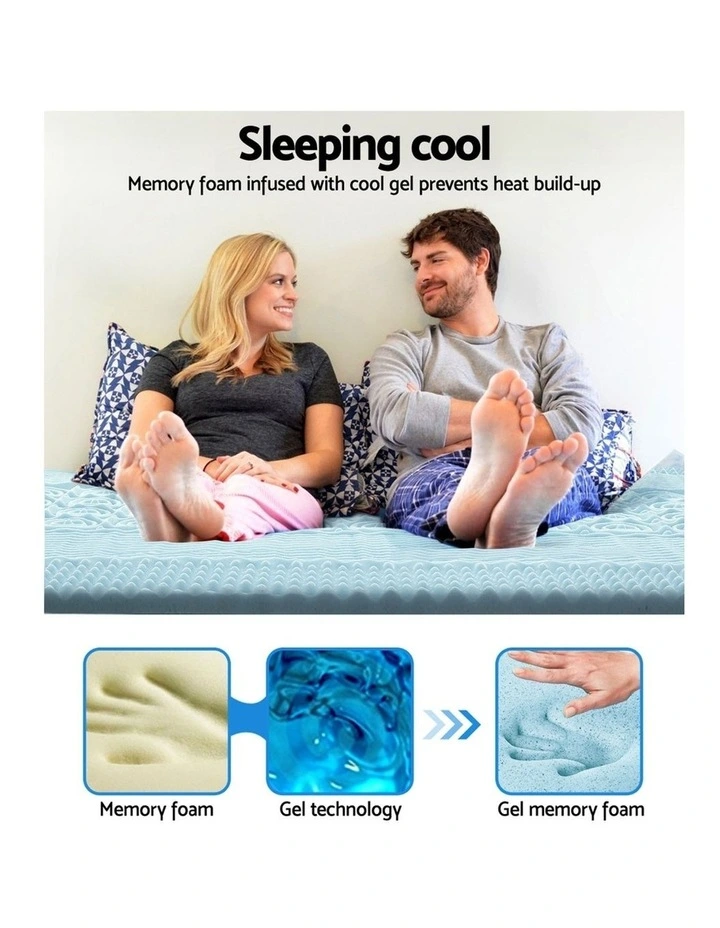 Giselle Bedding COOL GEL Memory Foam Mattress Topper BAMBOO 5CM 7-Zone Queen - Image 3