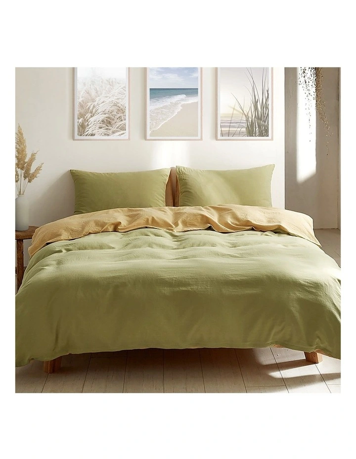 Cosy Club Single Duvet Cover Quilt Set In Green - Image 2