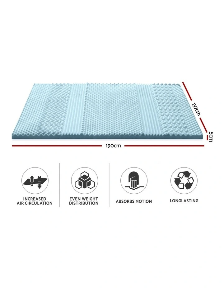 Giselle Bedding COOL GEL Memory Foam Mattress Topper BAMBOO 5CM 7-Zone Double 4 Giselle Bedding COOL GEL Memory Foam Mattress Topper BAMBOO 5CM 7-Zone Double - Image 2