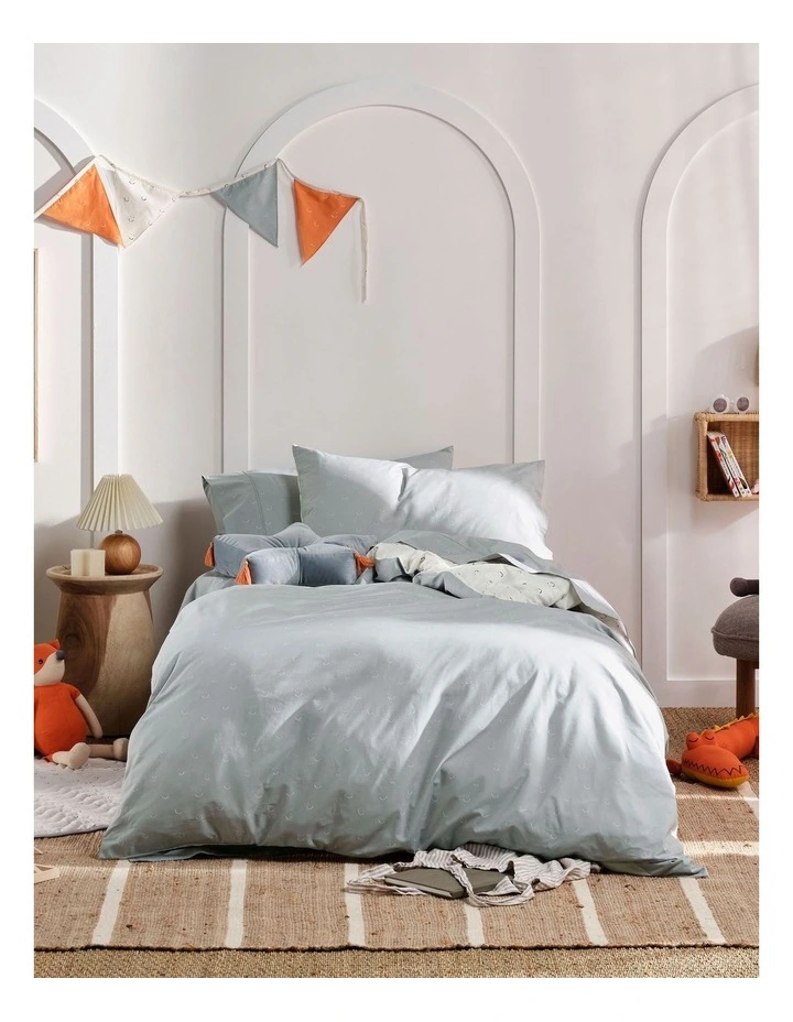 Linen House Kids Smiles All Round Quilt Cover Set In Sugar/Smoke - Image 2