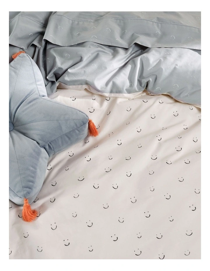Linen House Kids Smiles All Round Quilt Cover Set In Sugar/Smoke - Image 3