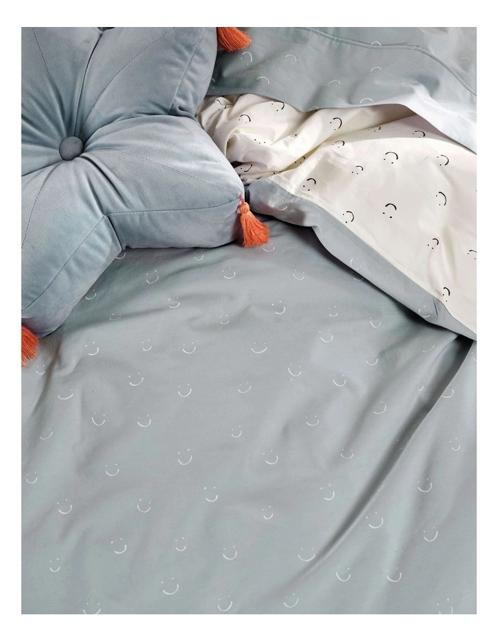 Linen House Kids Smiles All Round Quilt Cover Set In Sugar/Smoke - Image 4