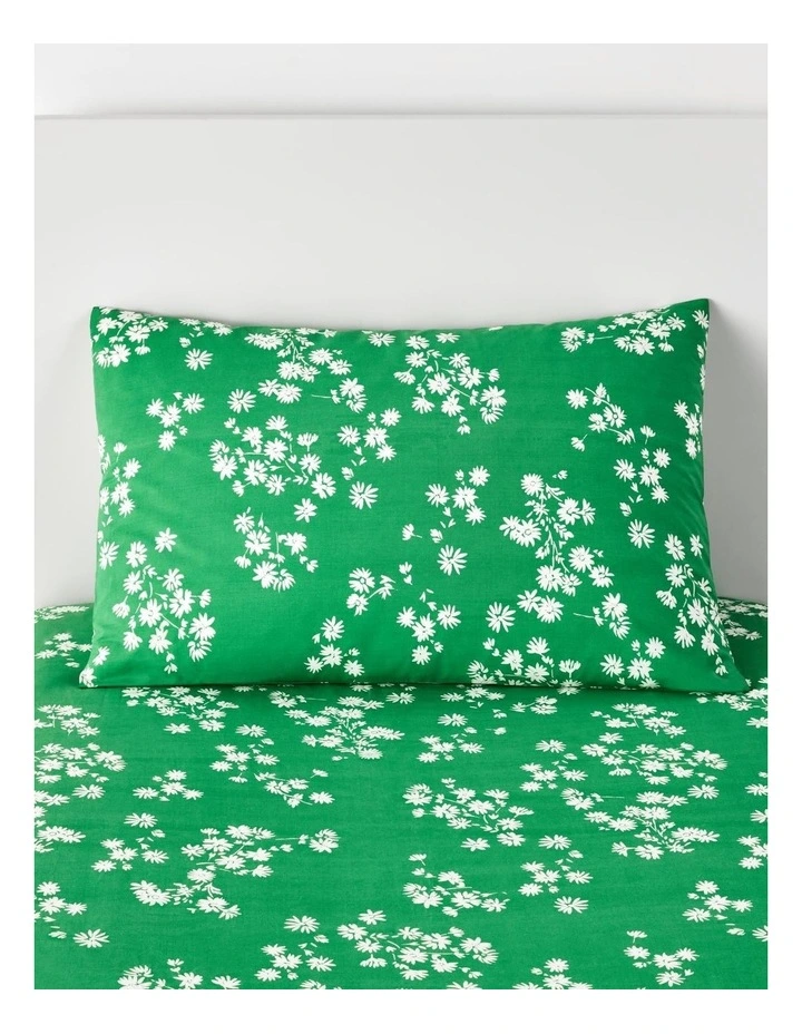 Sheridan Kid's Daisy Field Fitted Sheet Set In Pea