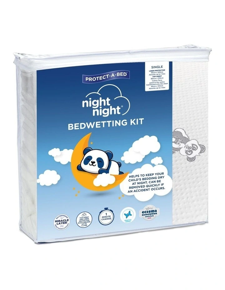 Protect-A-Bed Night Night Bedwetting Kit With Linen Protector & Top Sheet In White