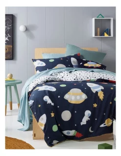 Milkshake Outer Orbit Quilt Cover Set In Navy