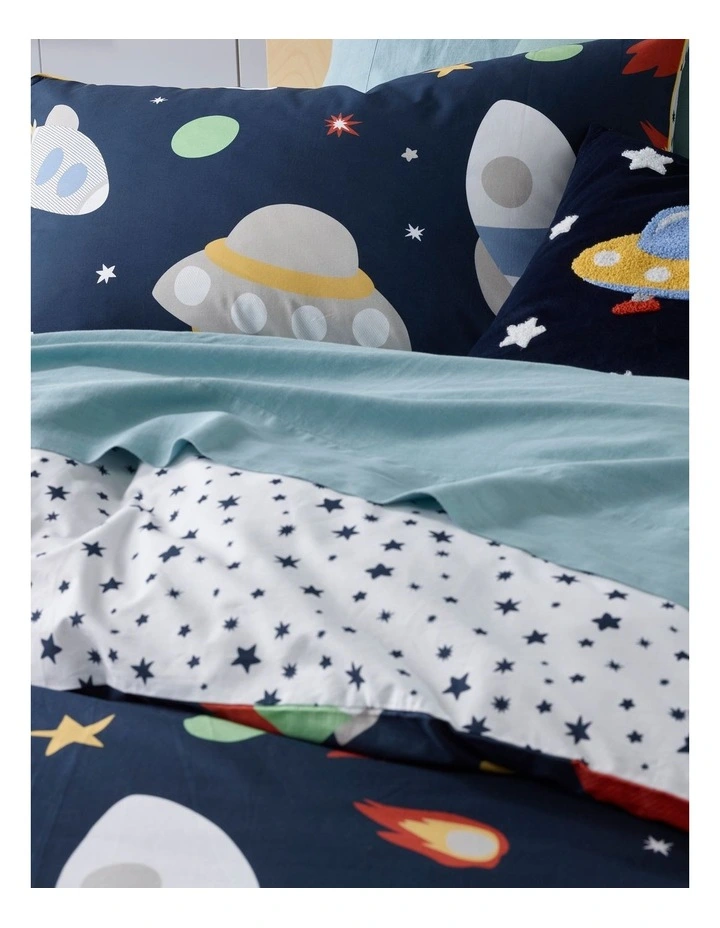 Milkshake Outer Orbit Quilt Cover Set In Navy - Image 3