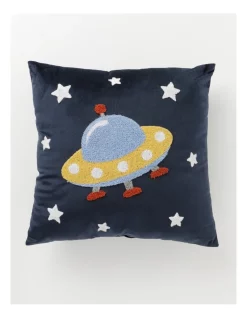 Milkshake Spaceship In Galaxy Tufted Cushion Blue
