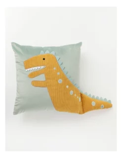 Milkshake Dino T-Rex Corduroy Cushion In Green