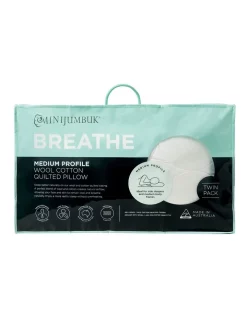 MiniJumbuk Breathe Wool Pillow White 2 Pack