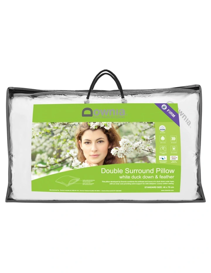Downia Double Surround White Duck Down & Feather Pillow - Firm