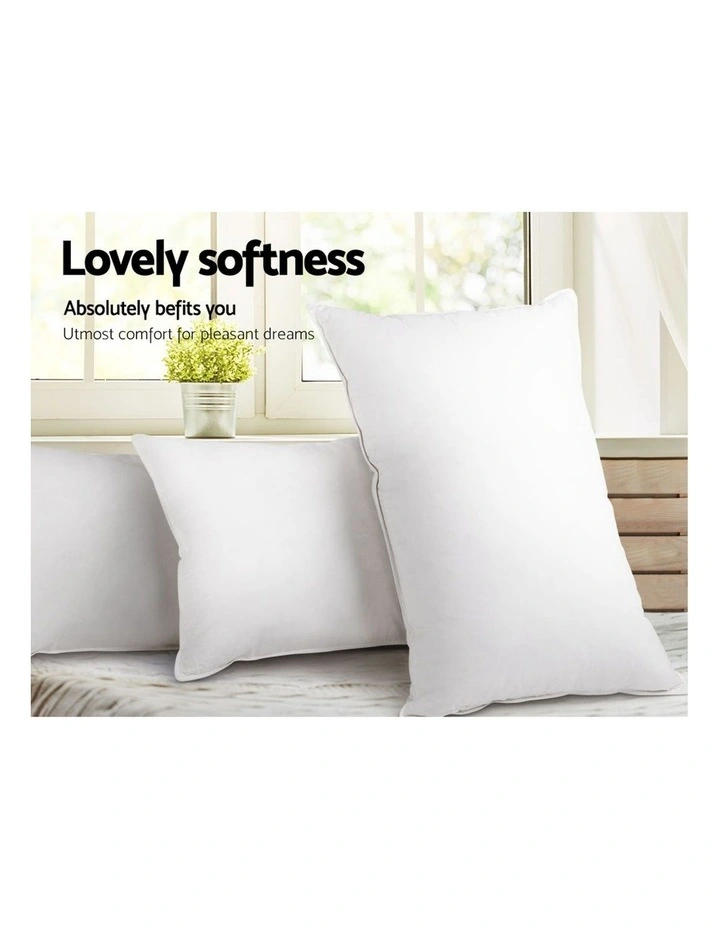 Giselle Bedding King Size 4 Pack Bed Pillow Medium*2 Firm*2 Microfibre Fiiling - Image 5