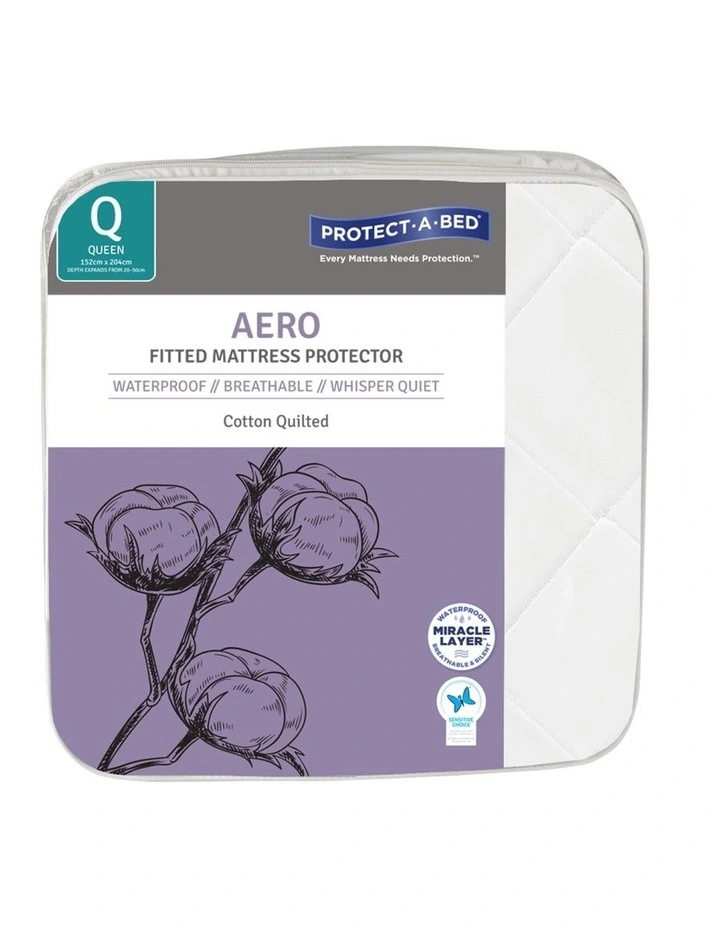 Protect-A-Bed Aero Cotton Quilted Waterproof Fitted Mattress Protector
