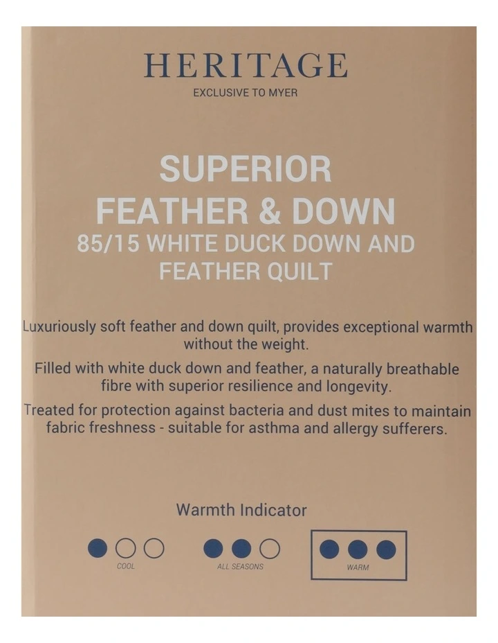 Heritage 85/15 Duck Down & Feather Quilt White - Image 5