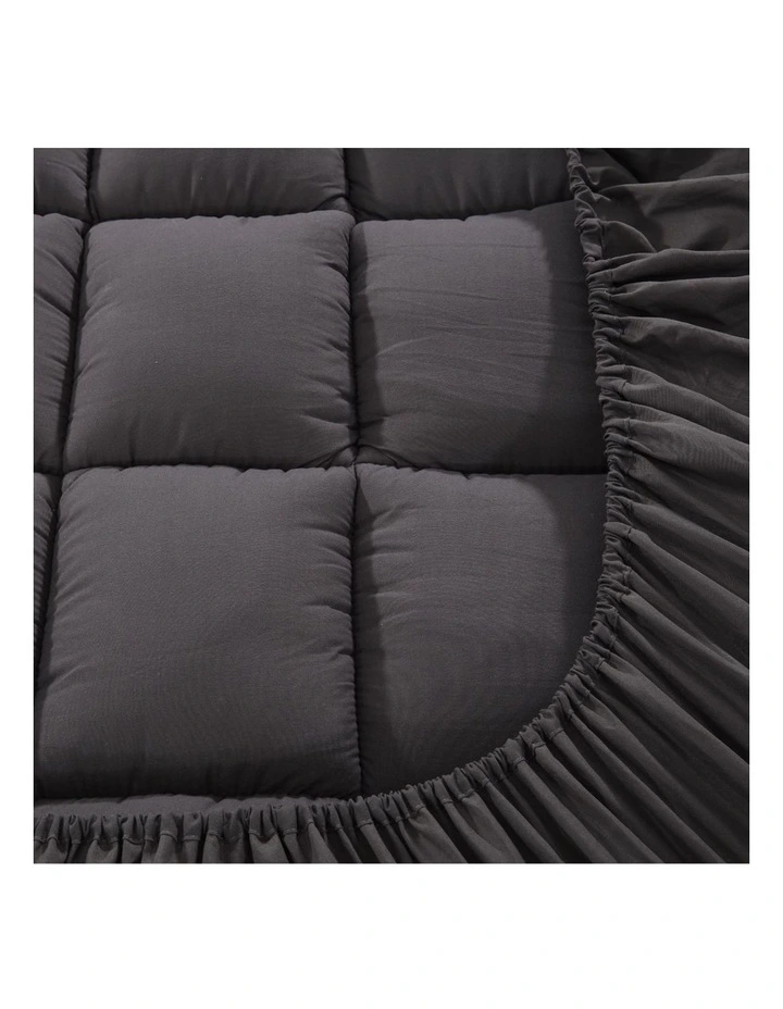 Giselle Bedding Bamboo Charcoal Pillowtop Mattress Topper Protector Cover Double - Image 4