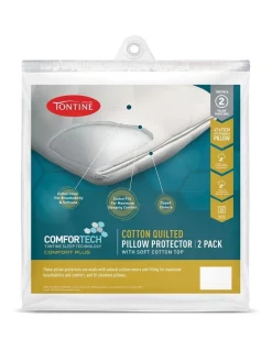 Tontine Comfortech Quilted Waterproof Pillow Protector 2 Pack